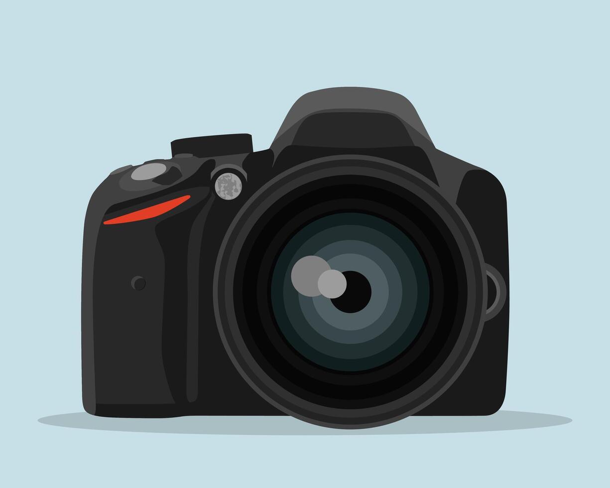 DSLR photo camera illustration in flat style vector