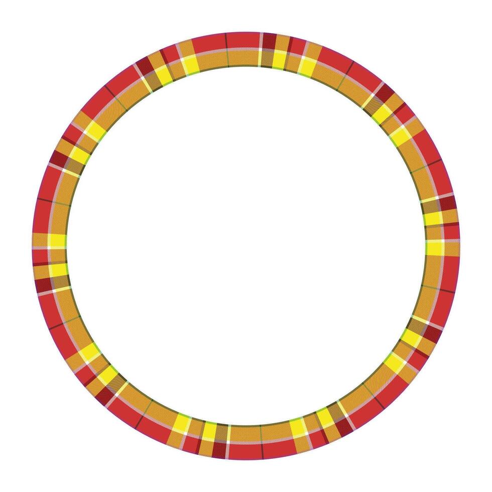 Round frame vintage pattern design template. Circle border designs plaid fabric texture. Scottish tartan background for collage art, gif card, handmade crafts. vector