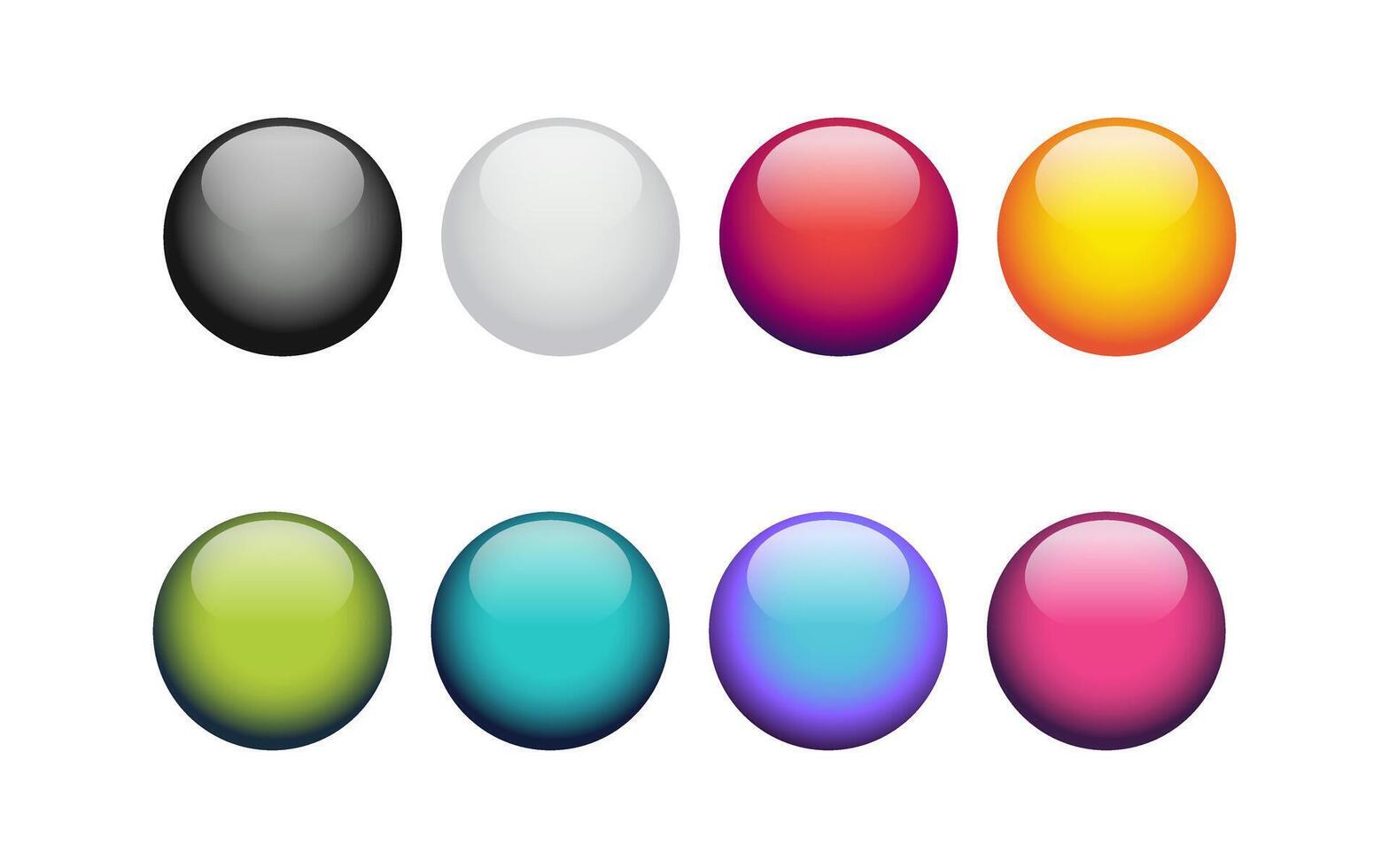 Shiny balls of different colors isolated on white. illustration. vector