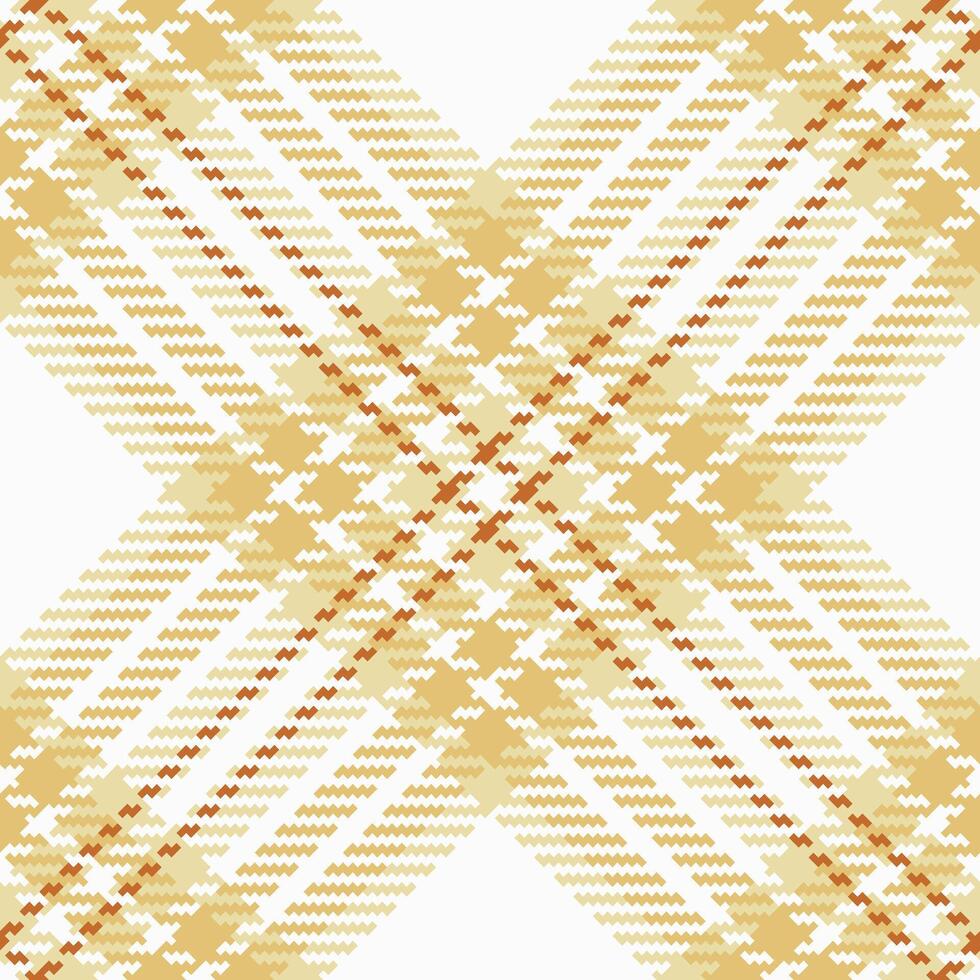 Kilt seamless plaid tartan, 1970s pattern fabric check. Pixel texture background textile in white and amber colors. vector