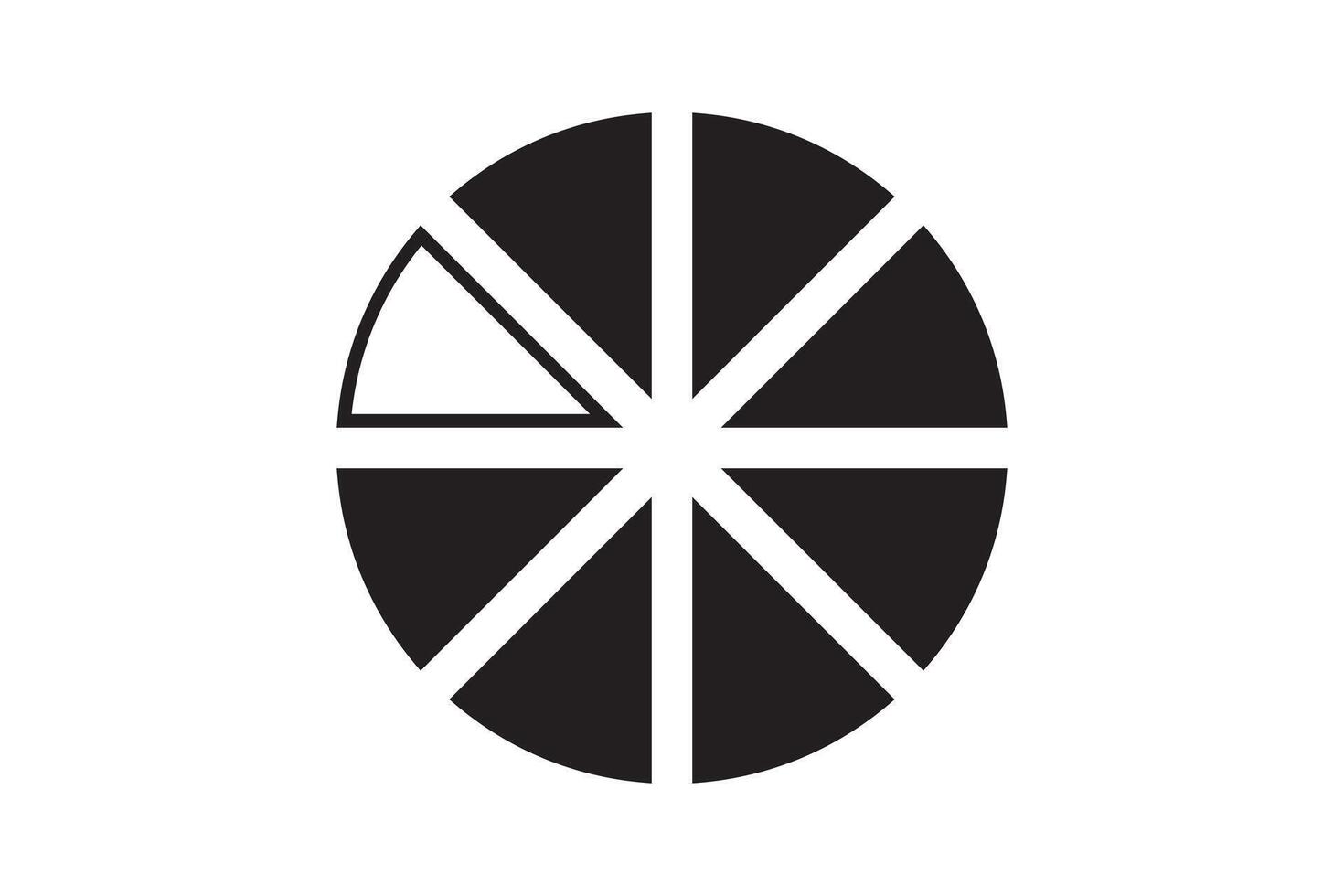 Round graphic fraction circle shape element. Geometric diagram division section icon. vector