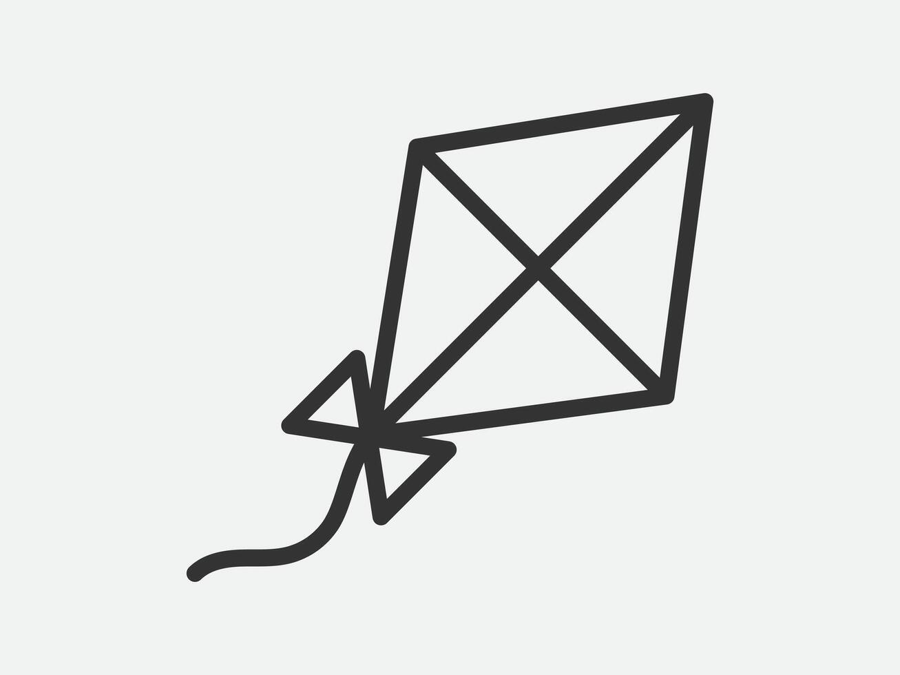 Kite toy icon on white background. Line style illustration. vector