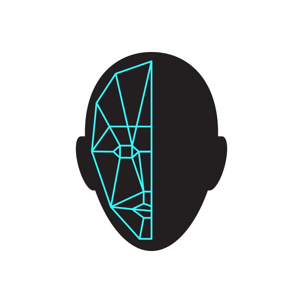 Icon of identity biometric verification sign. Face recognition system. Scanning grid tehnology symbol. vector