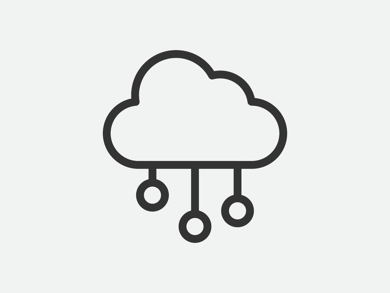 Technology icon cloud computing connection. Big data global server. Line design symbol. vector