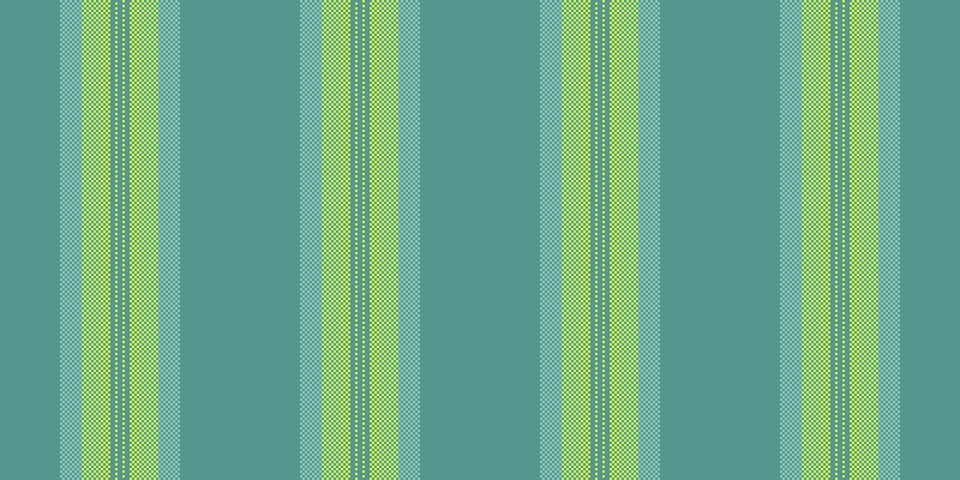 Indoor fabric pattern, tissue textile texture seamless. Perfect lines background stripe vertical in teal and lime colors. vector