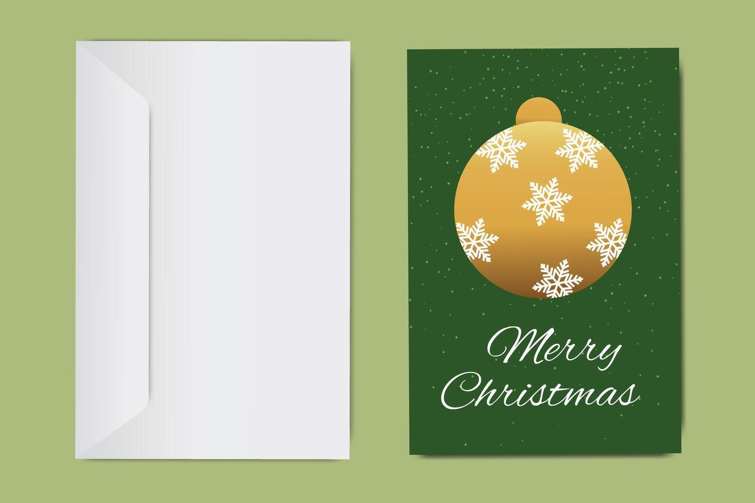 New Year card with golden festive decoration, snowflakes and festive inscription Happy New Year on green background vector