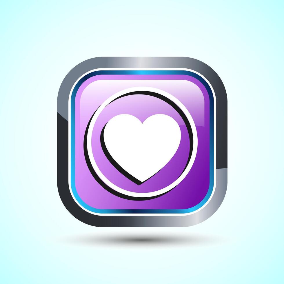 Love Icon Button Design Illustration, Heart Sign Square Button vector