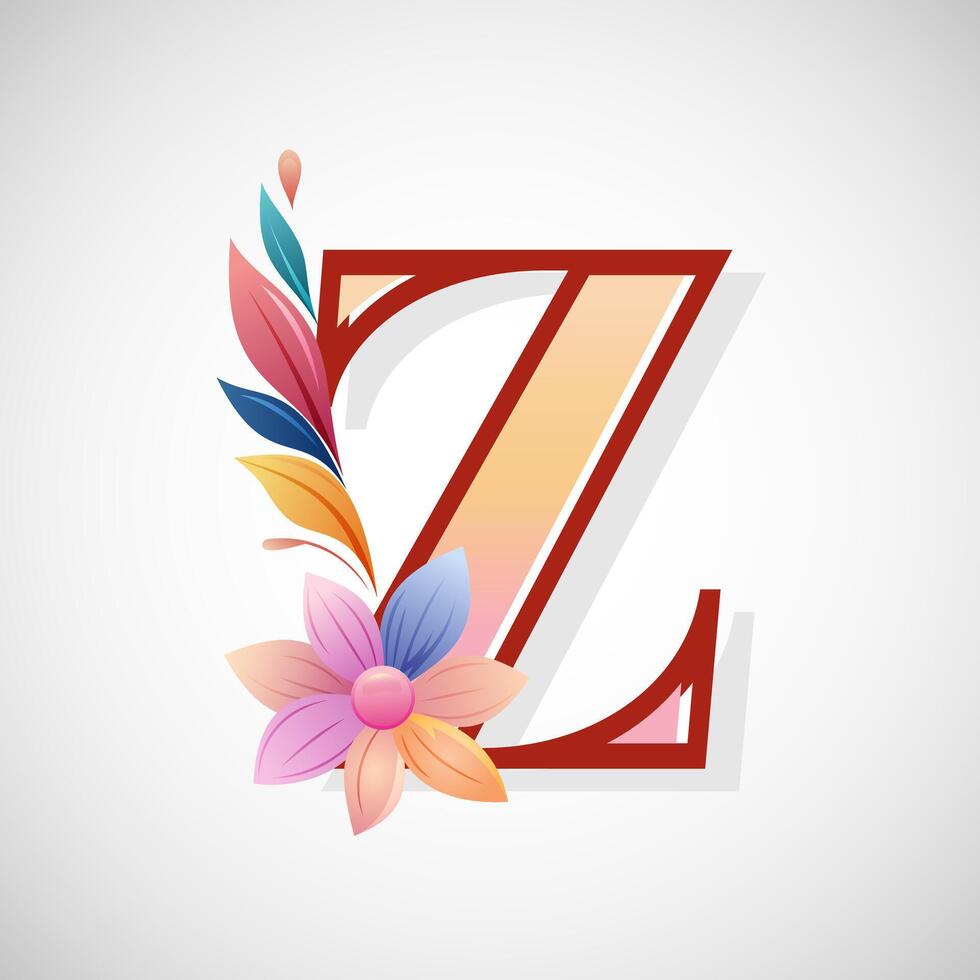 Floral alphabet Z, Initial letter for wedding invitations, greeting cards, logos, posters, and other design vector