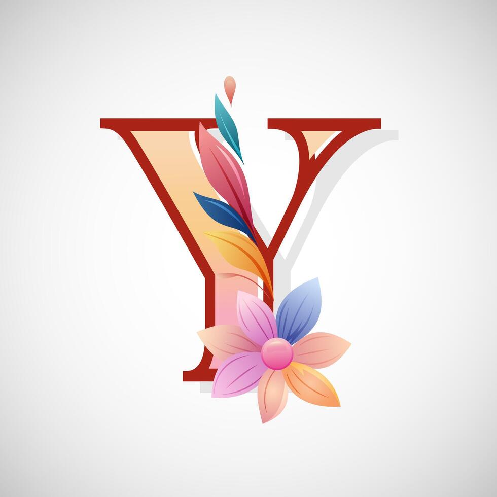 Floral alphabet Y, Initial letter for wedding invitations, greeting cards, logos, posters, and other design vector