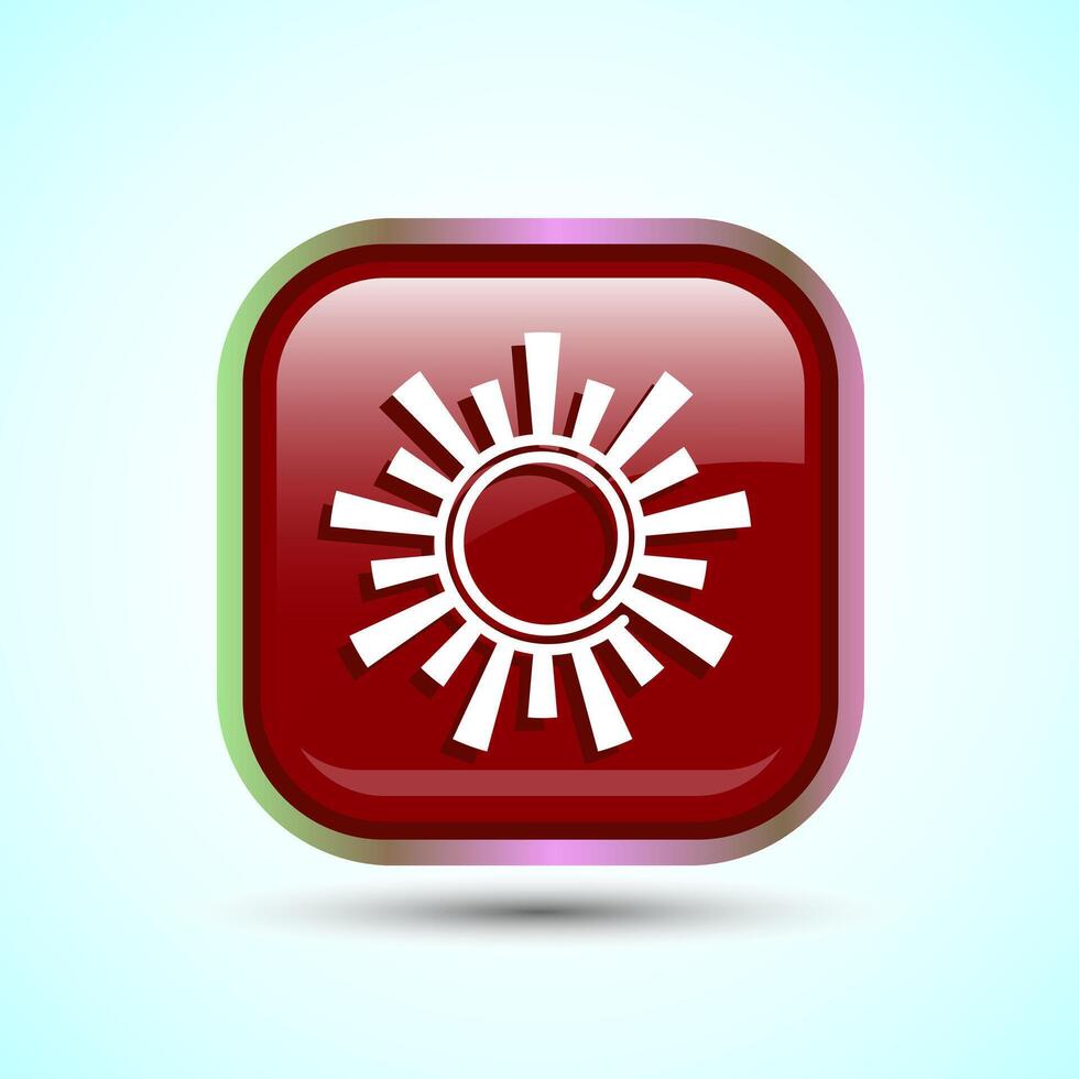 Sun Icon Design Illustration Red Square Button Design vector