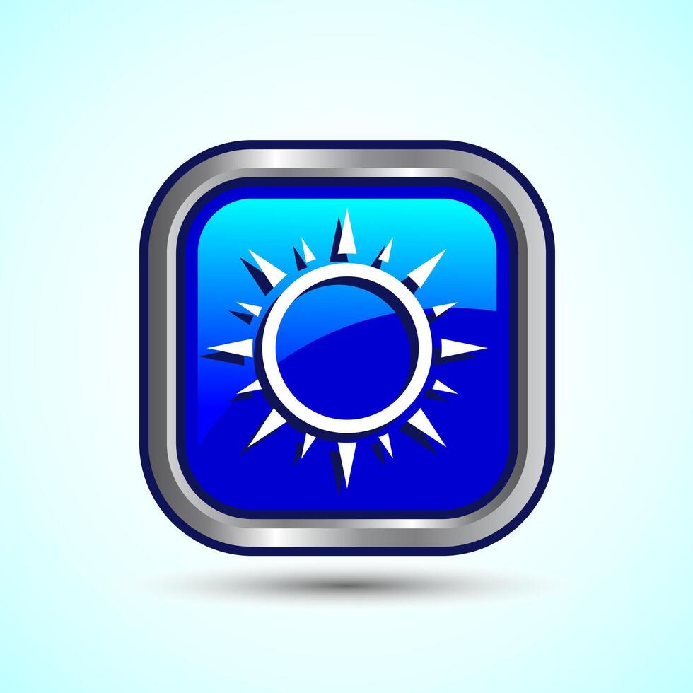 Sun Icon Design Illustration Blue Round Button Design vector