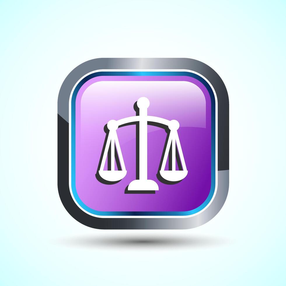 Justice Scales Icon Design Illustration, Legal and Justice Law Icon For Apps and Websites, Pink Color Square Button Design vector