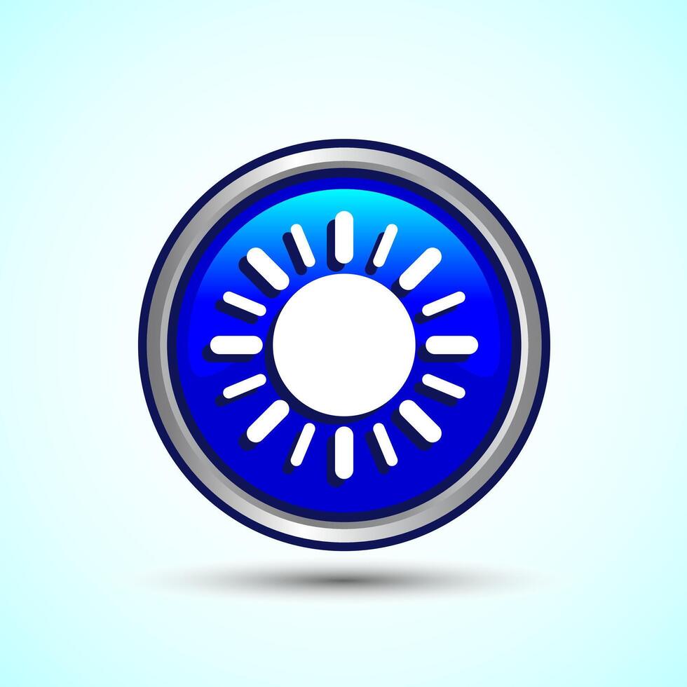 Sun Icon Design Illustration Round Blue Button vector