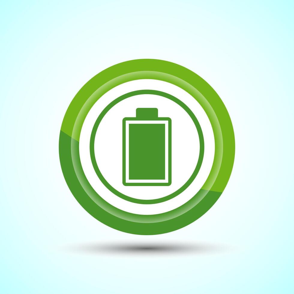 Power, Battery Icon Design Illustration, Icon For Web and mobile application, Green Color Button vector