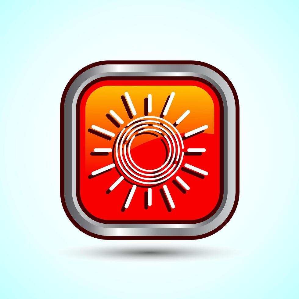 Sun Icon Design Illustration Orange Button vector