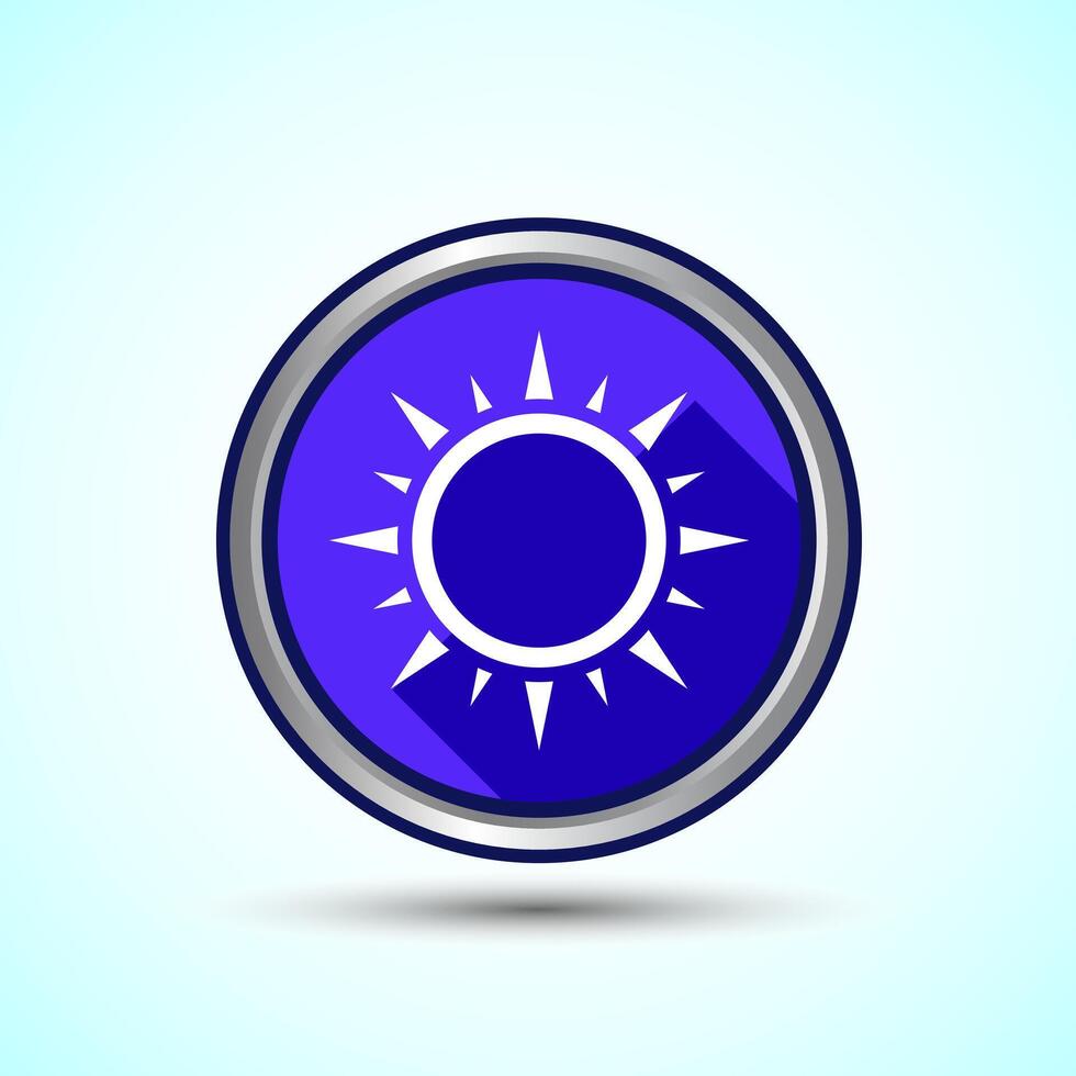 Sun Icon Design Illustration Round Button Blue vector