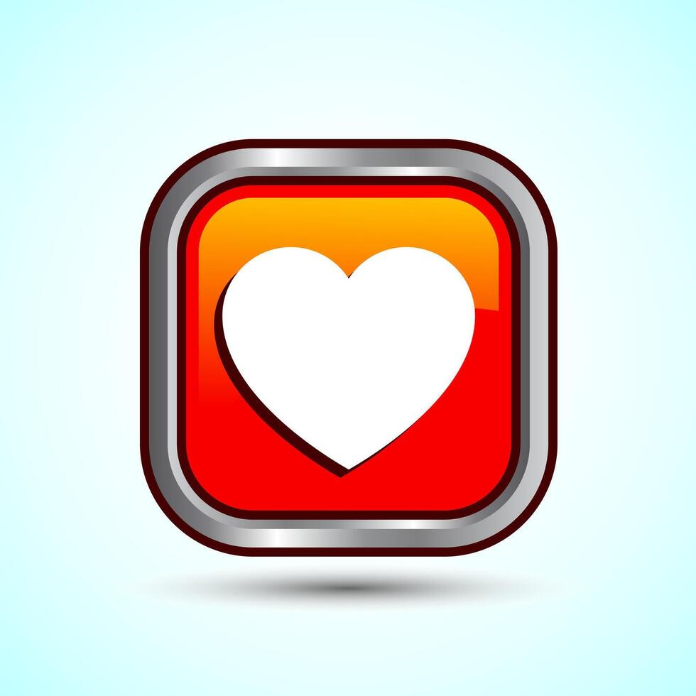 Love Icon Button Design Illustration, Heart Sign Orange Square Button vector