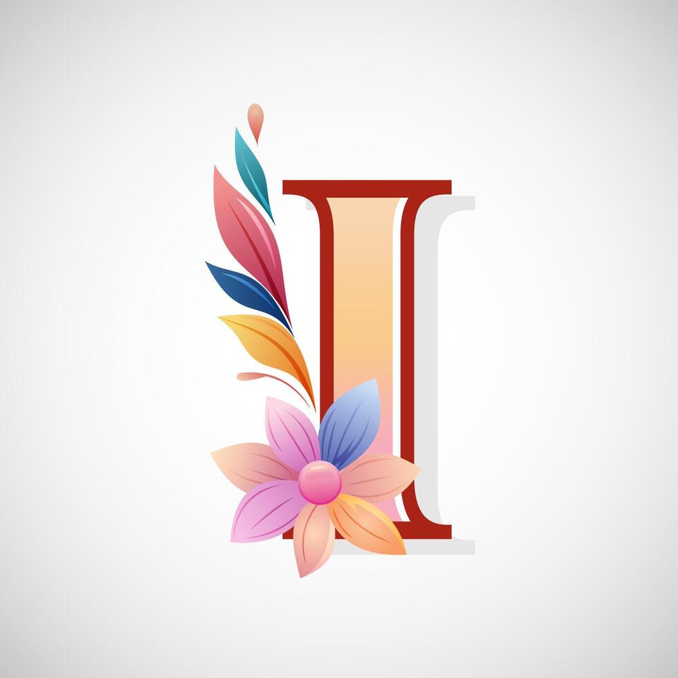 Floral alphabet I, Initial letter for wedding invitations, greeting cards, logos, posters, and other design vector