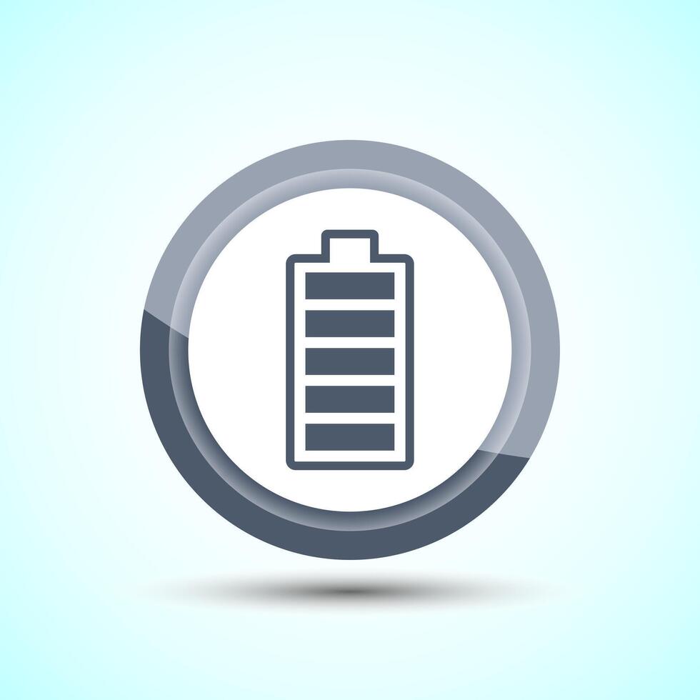 Power, Battery Icon Design Illustration, Icon For Web and mobile application, Gray Color Button vector