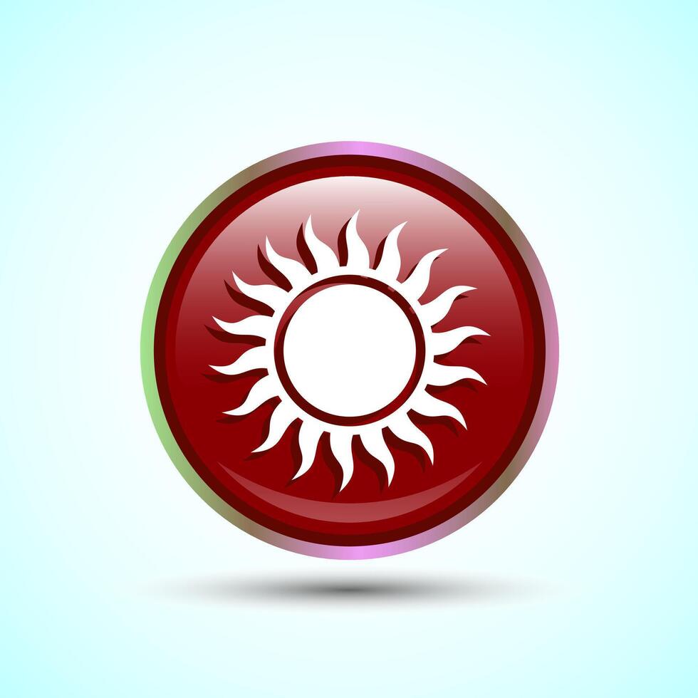 Sun Icon Design Illustration Round Button Design vector