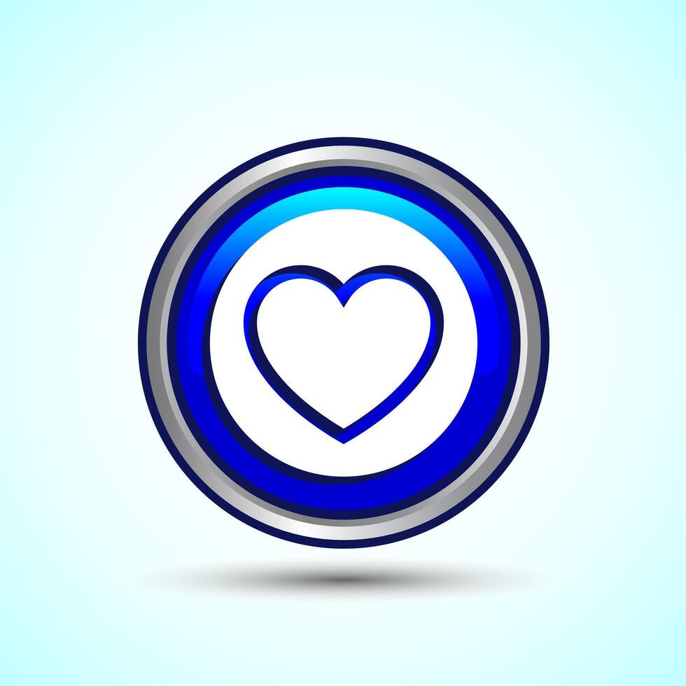 Love Icon Button Design Illustration, Glossy Button vector
