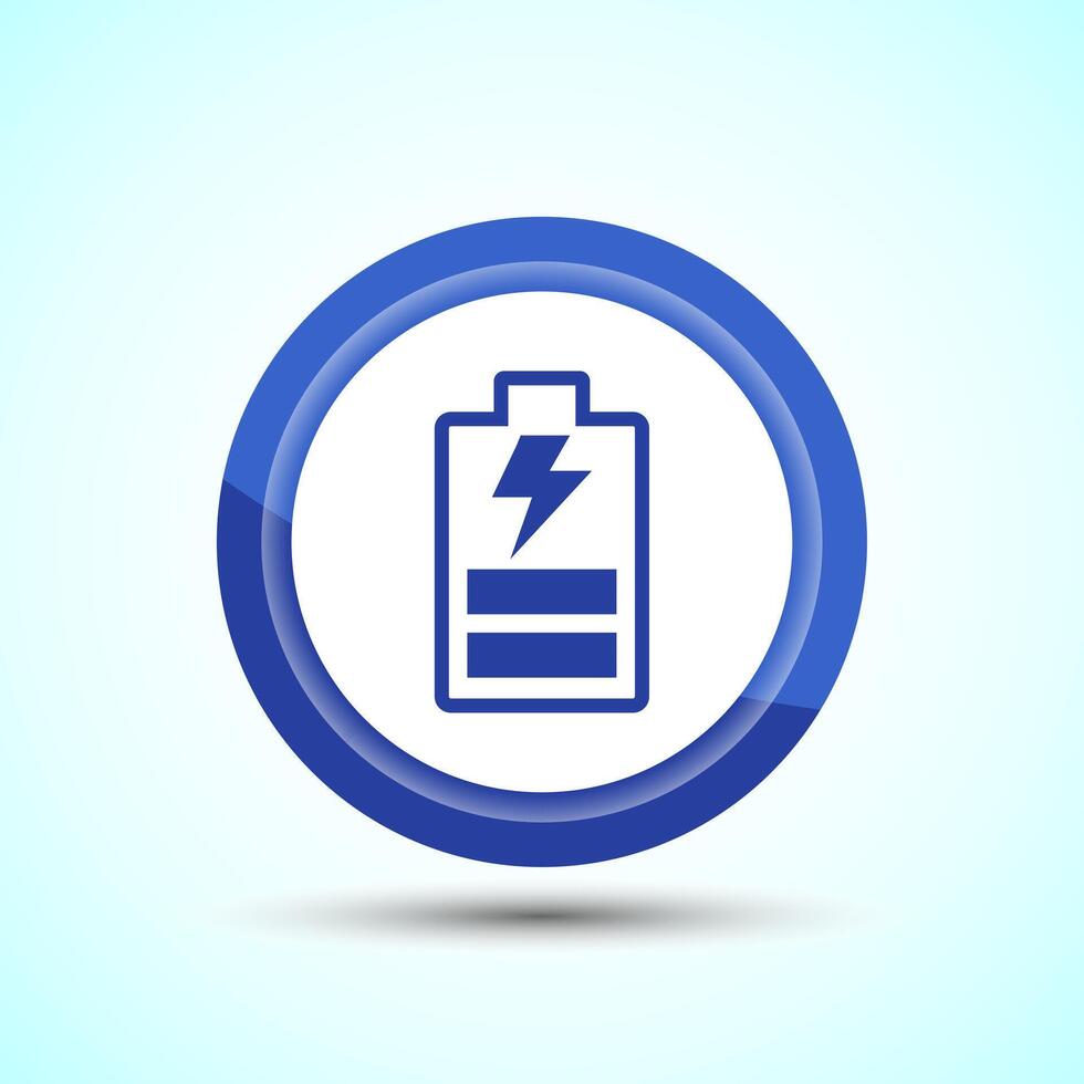 Power, Battery Icon Design Illustration, Icon For Web and mobile application, Blue Color Button Design vector