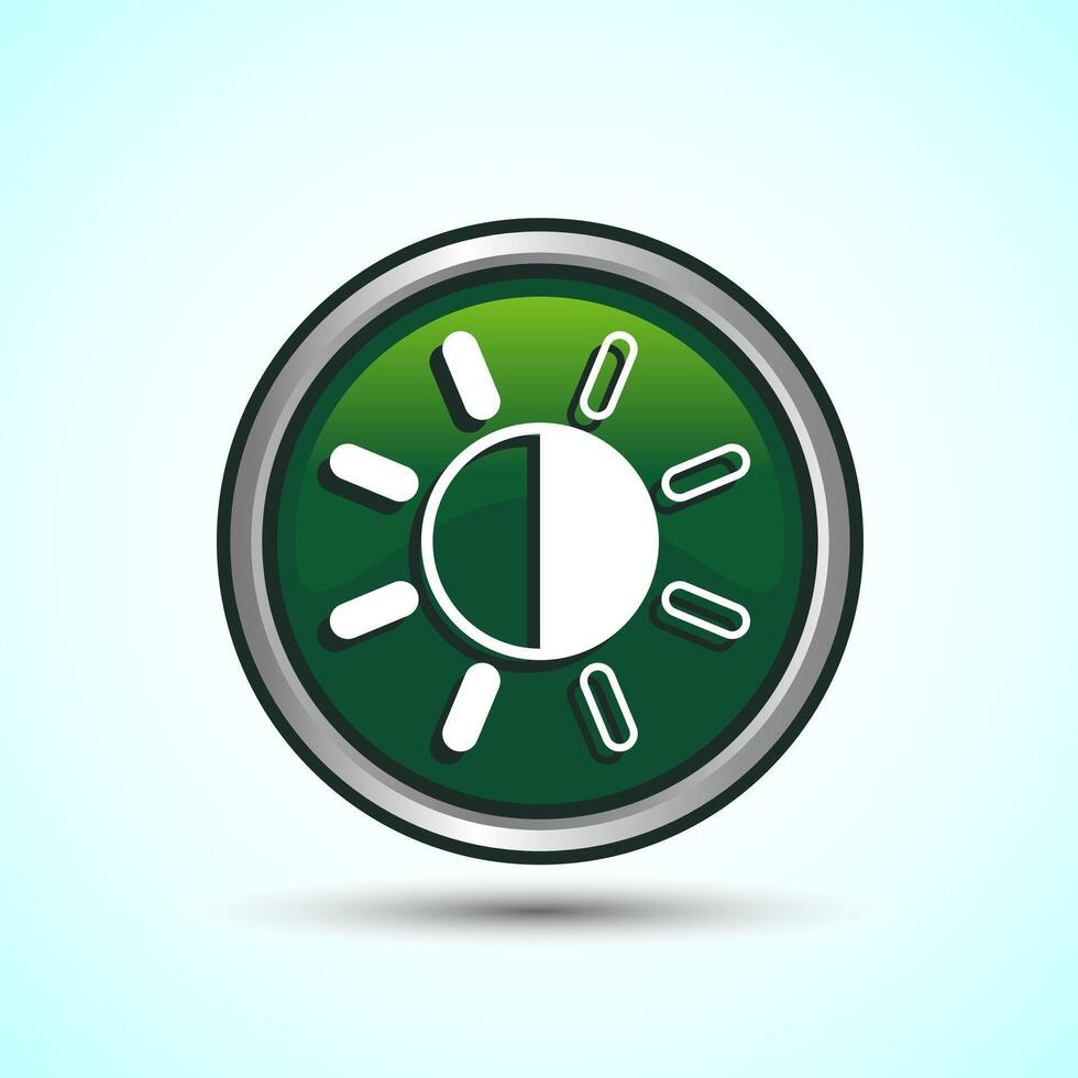 Sun Icon Design Illustration Green Round Button Design vector