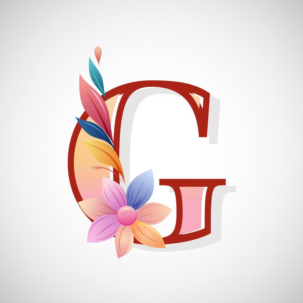 Floral alphabet G, Initial letter for wedding invitations, greeting cards, logos, posters, and other design vector