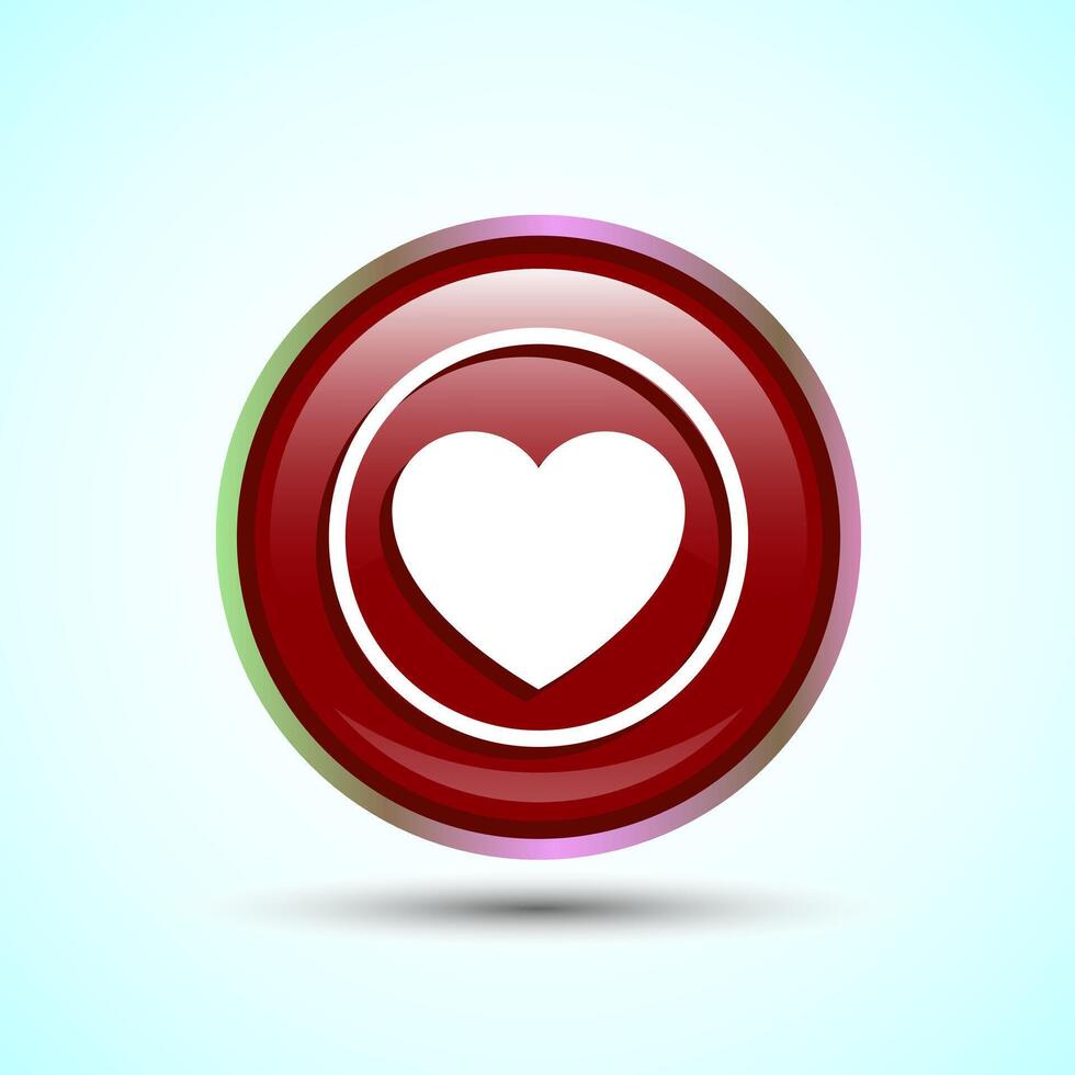 Love Icon Button Design Illustration, Heart Sign Red Button Design vector
