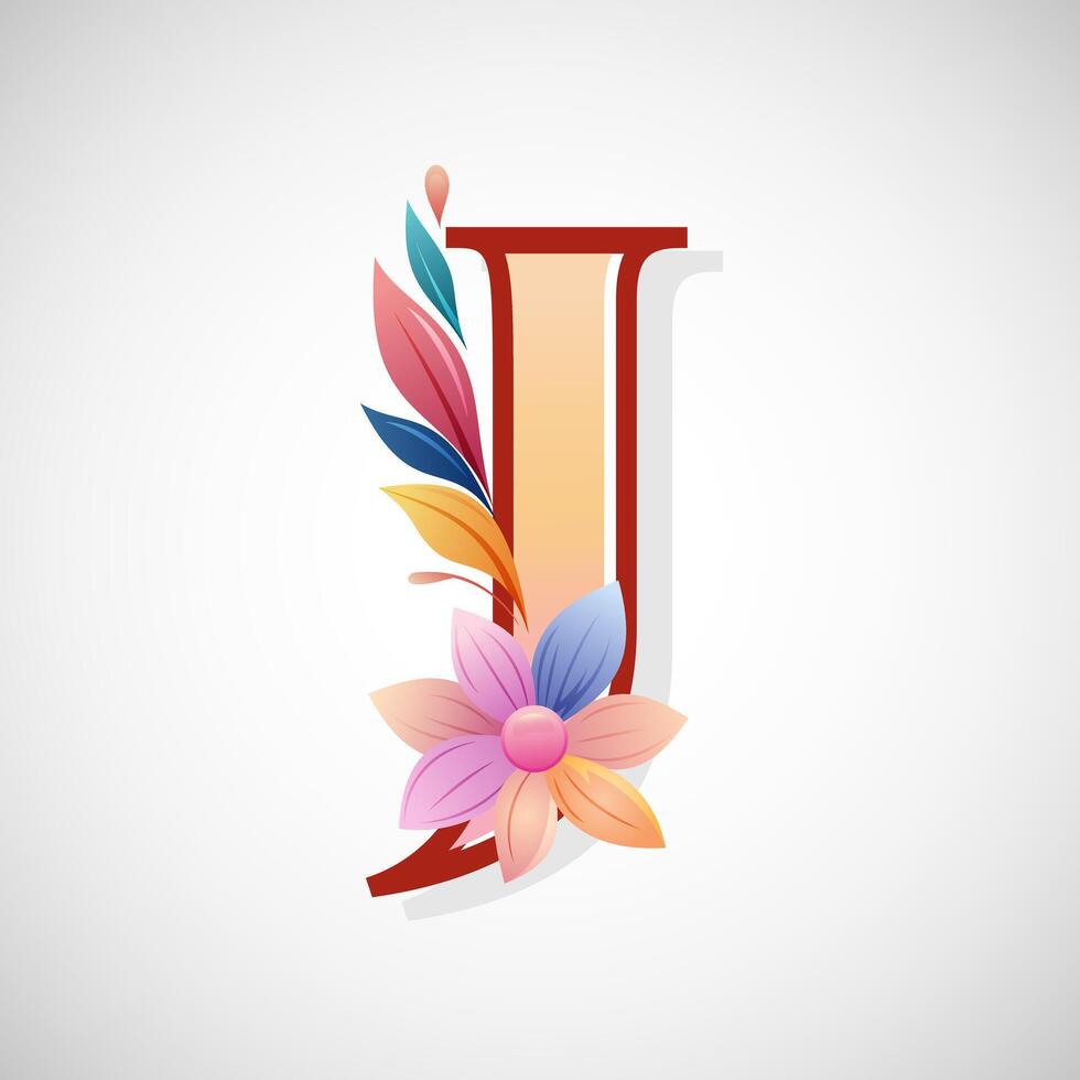 Floral alphabet J, Initial letter for wedding invitations, greeting cards, logos, posters, and other design vector