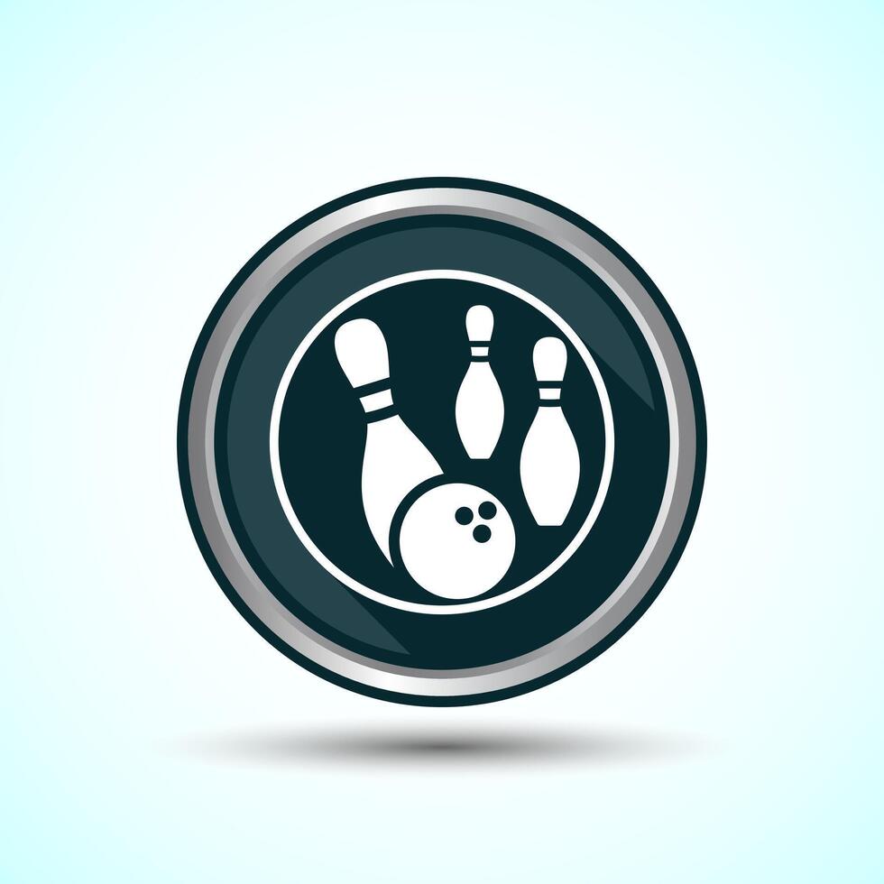 Bowling Pins And Ball Icon Design Illustration, Bowling Game Icon For Apps and Websites, Gray Shadow Button Design vector