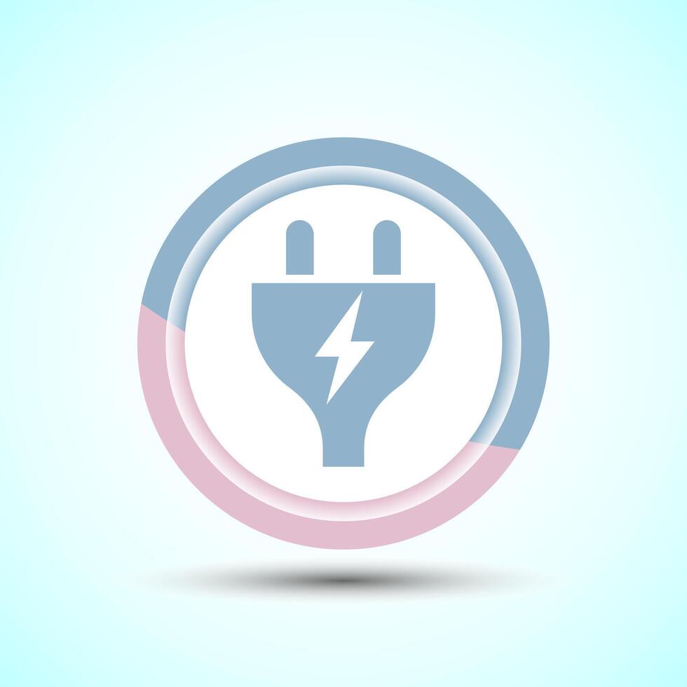 Electricity, Power, Plug Icon Design Illustration, Icon For Web and mobile application, Pastel Color Button Design vector