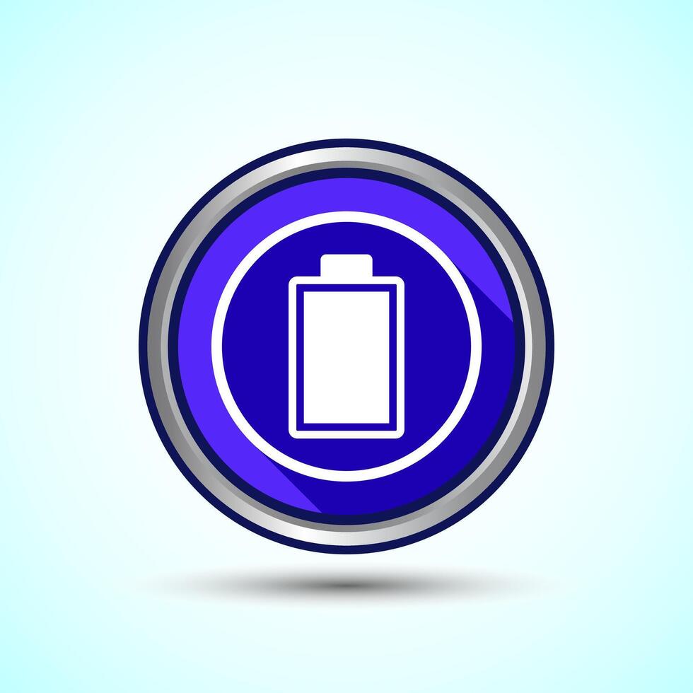 Power, Battery Icon Design Illustration, Icon For Web and mobile application, Blue Shadow Button Design vector