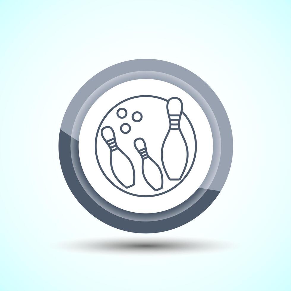 Bowling Pins And Ball Icon Design Illustration, Bowling Game Icon For Apps and Websites, Gray Color Button Design vector