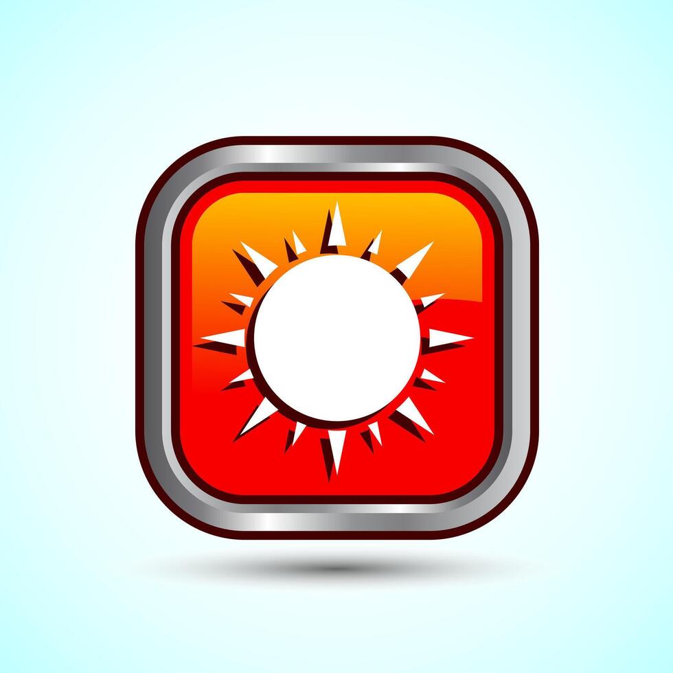 Sun Icon Design Illustration Orange Square Button Design vector
