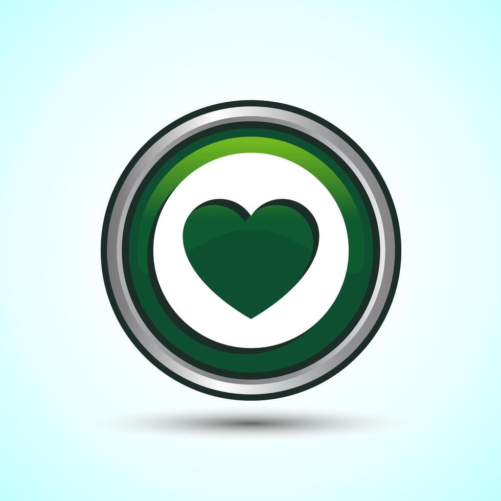 Love Icon Button Design Illustration, Green Button vector