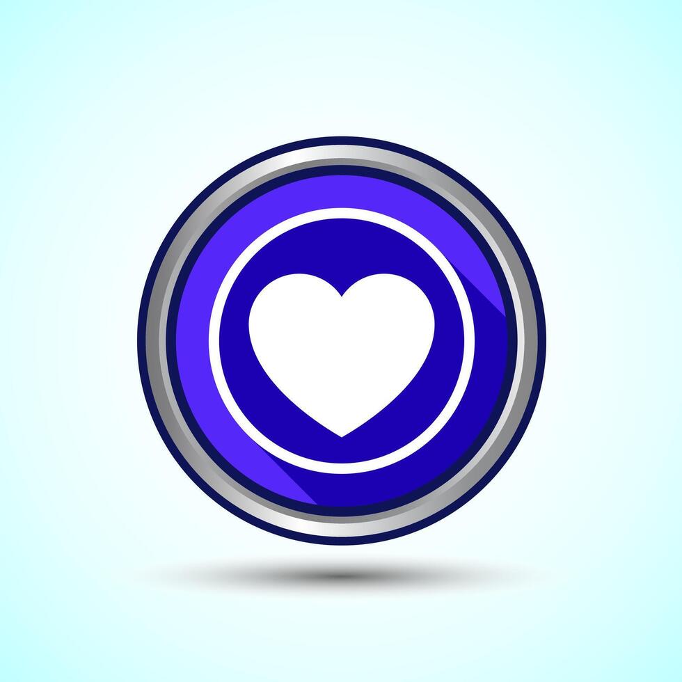 Love Icon Button Design Illustration, Blue Shadow Button vector