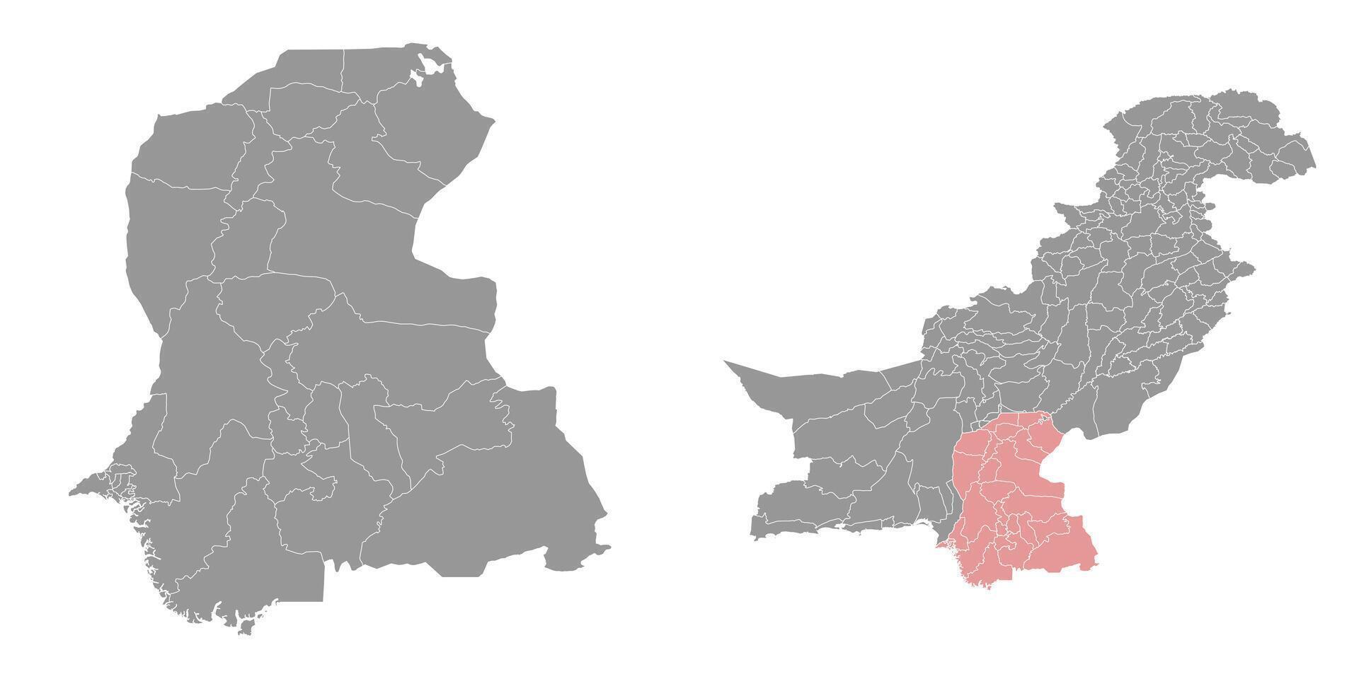 Sindh map with districts. illustration. vector