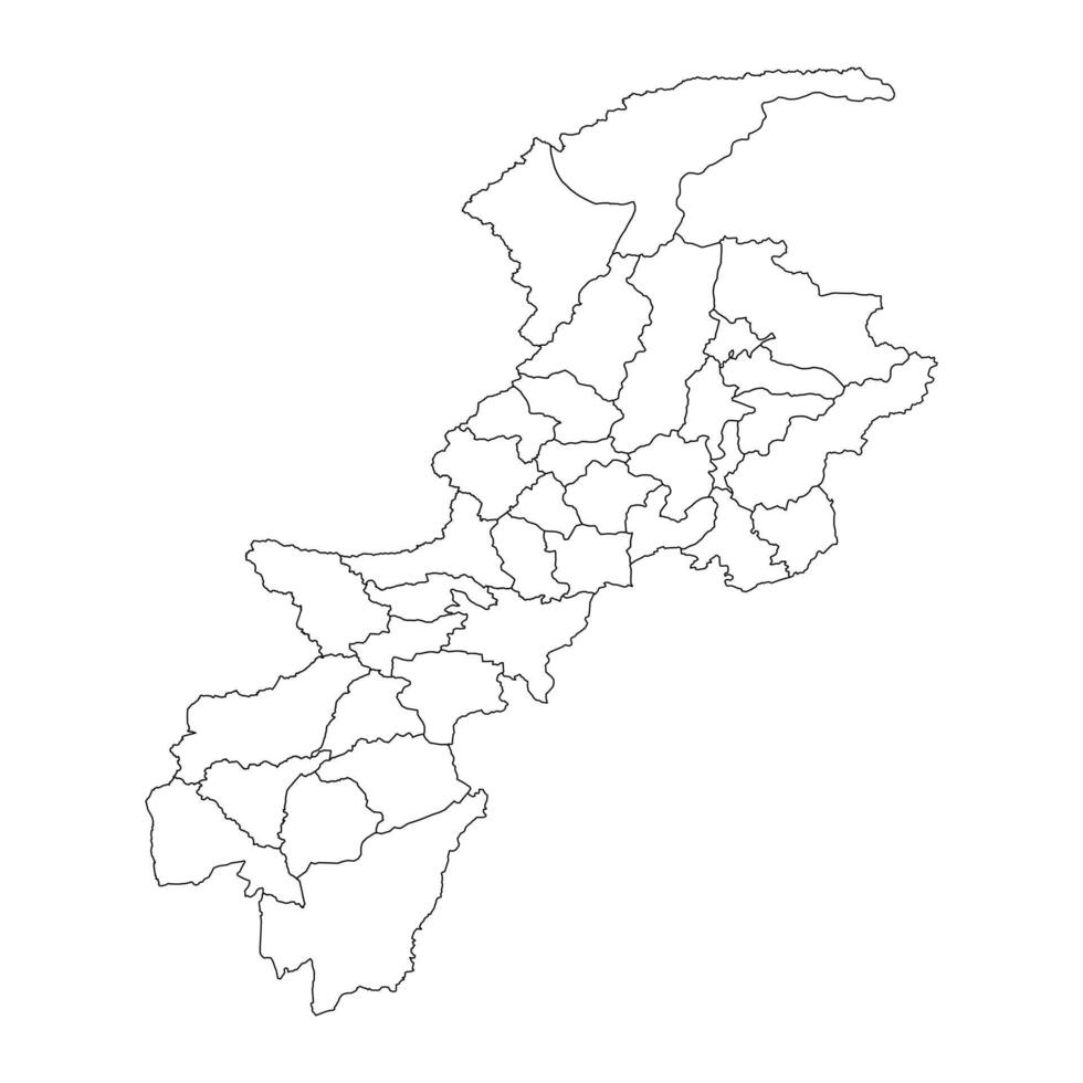Khyber Pakhtunkhwa map with districts. illustration. vector