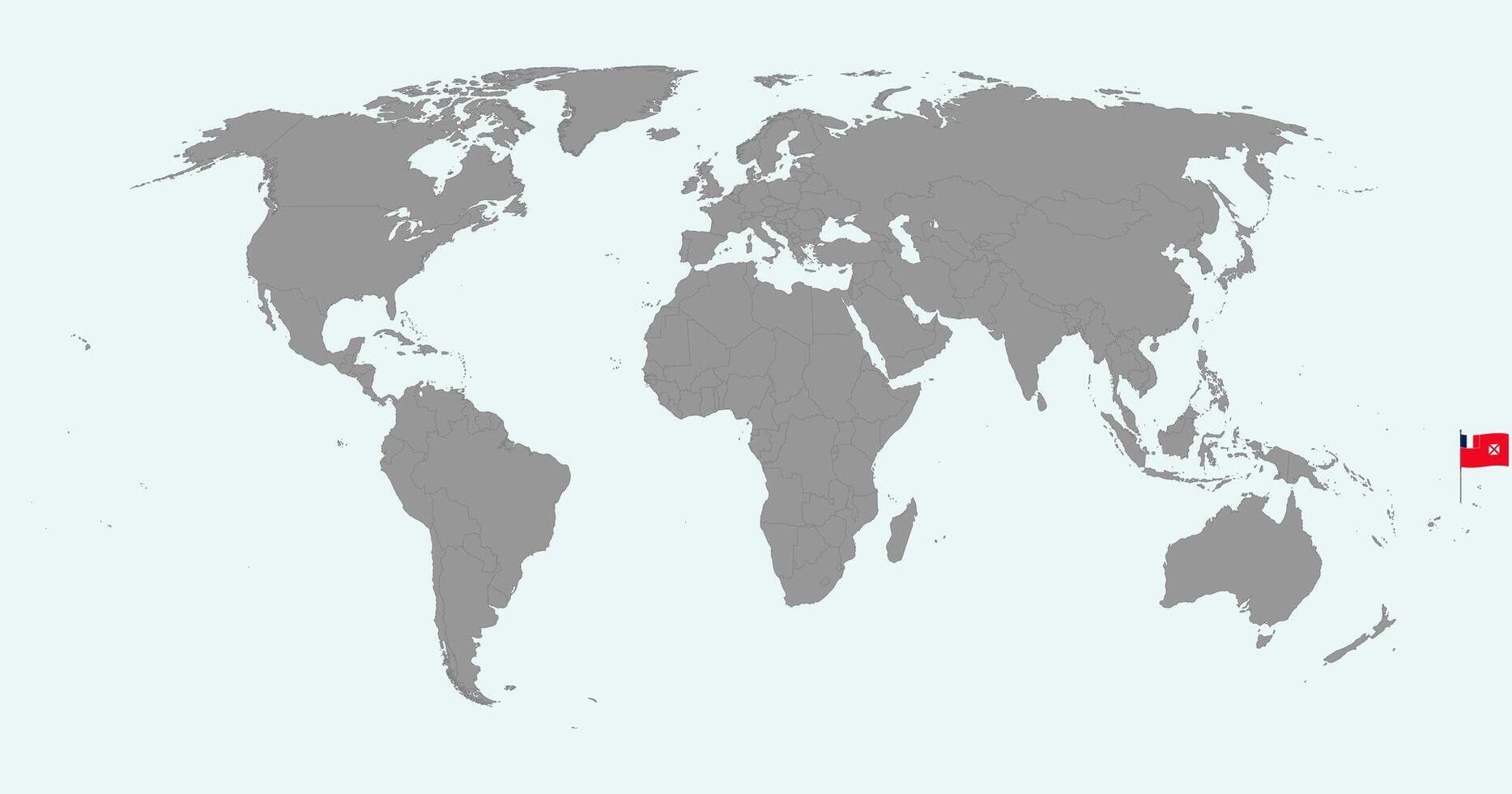 Pin map with Wallis and Futuna flag on world map. illustration. vector
