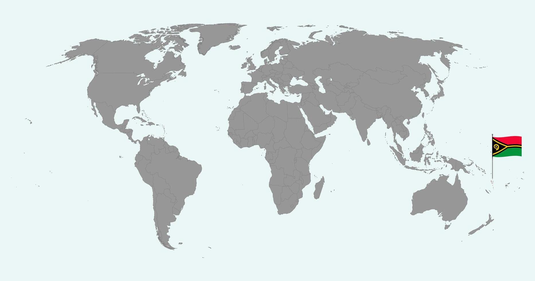 Pin map with Vanuatu flag on world map. illustration. vector