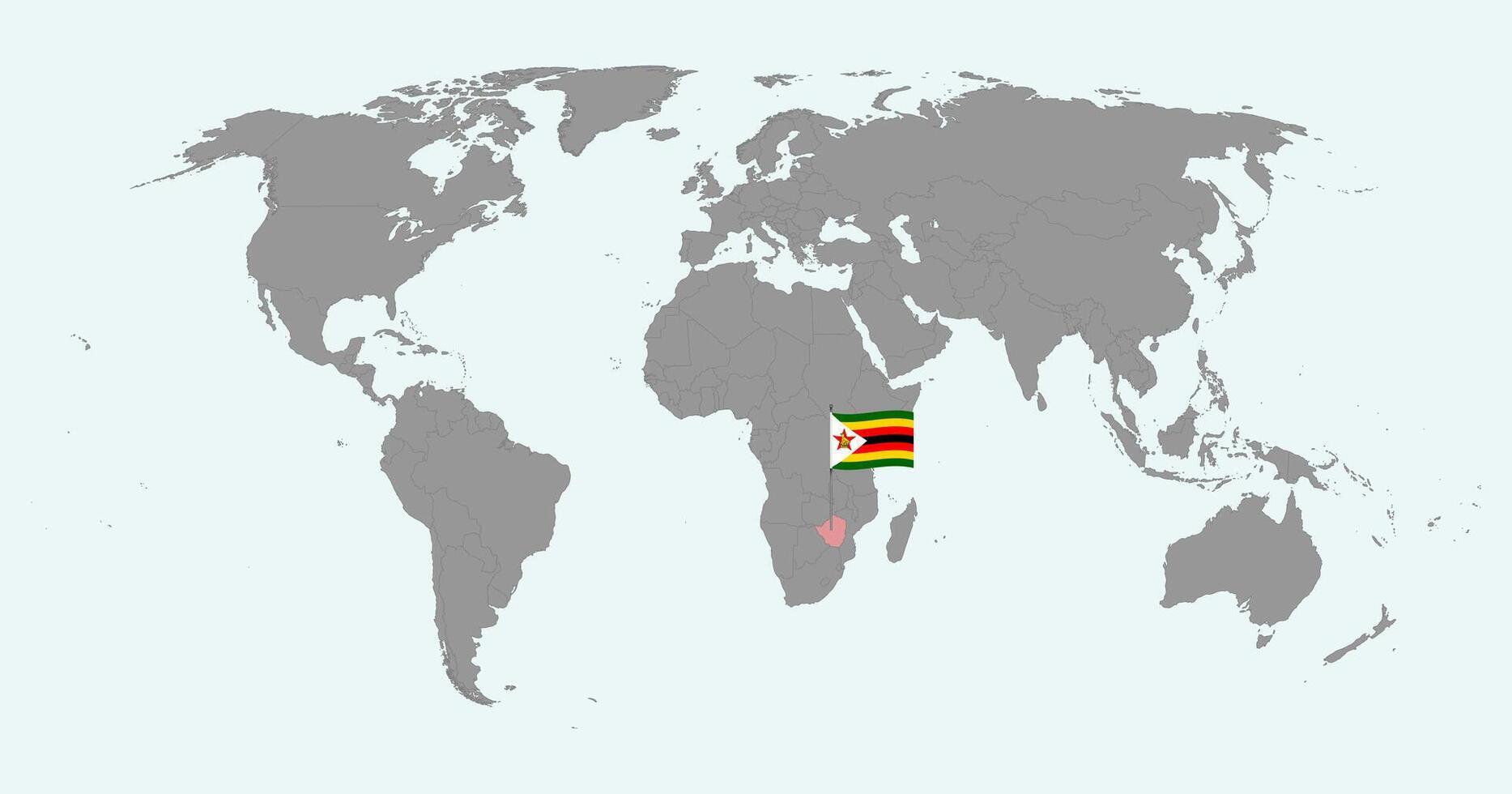 Pin map with Zimbabwe flag on world map. illustration. vector