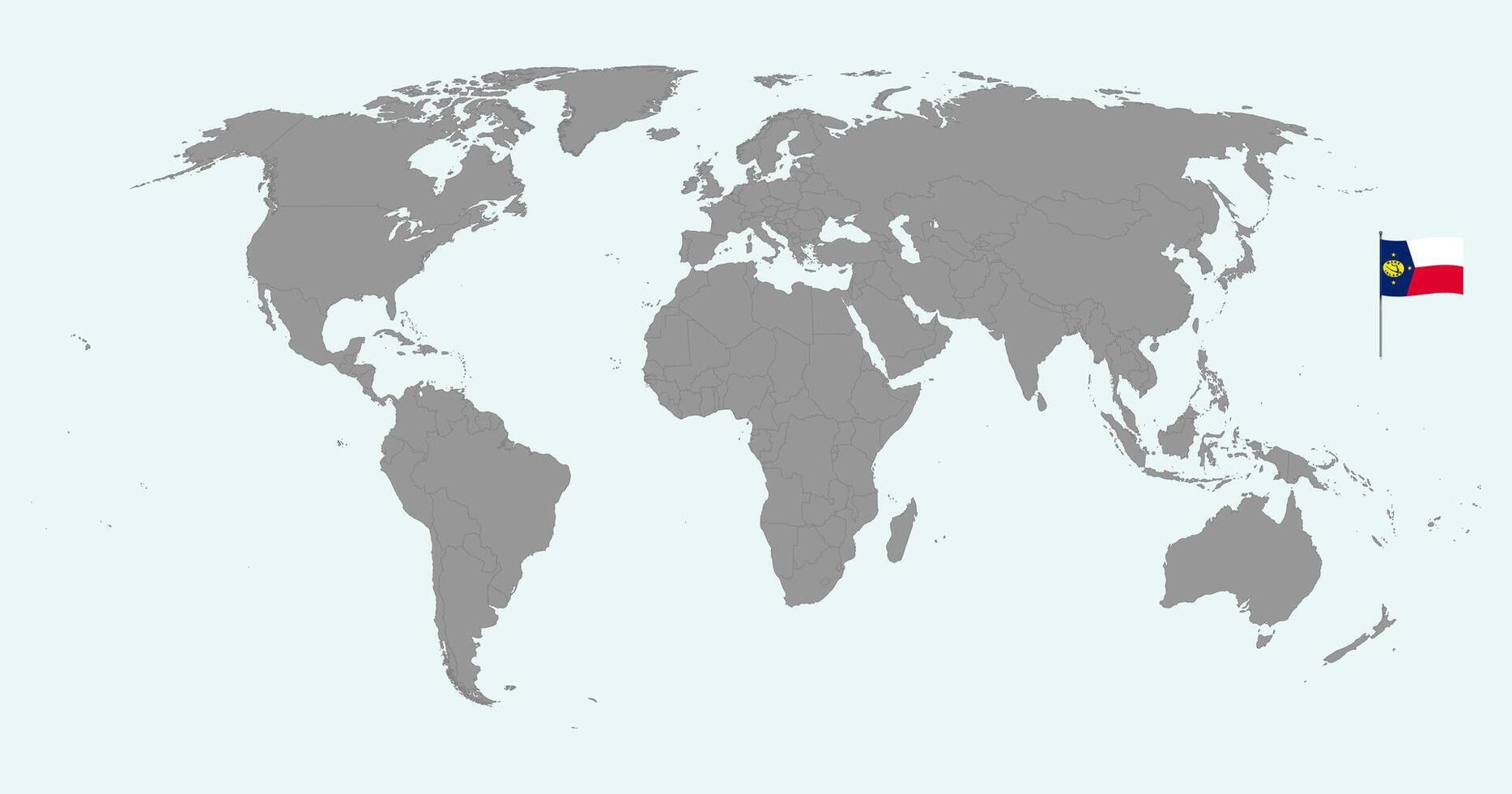 Pin map with Wake Island flag on world map. illustration. vector