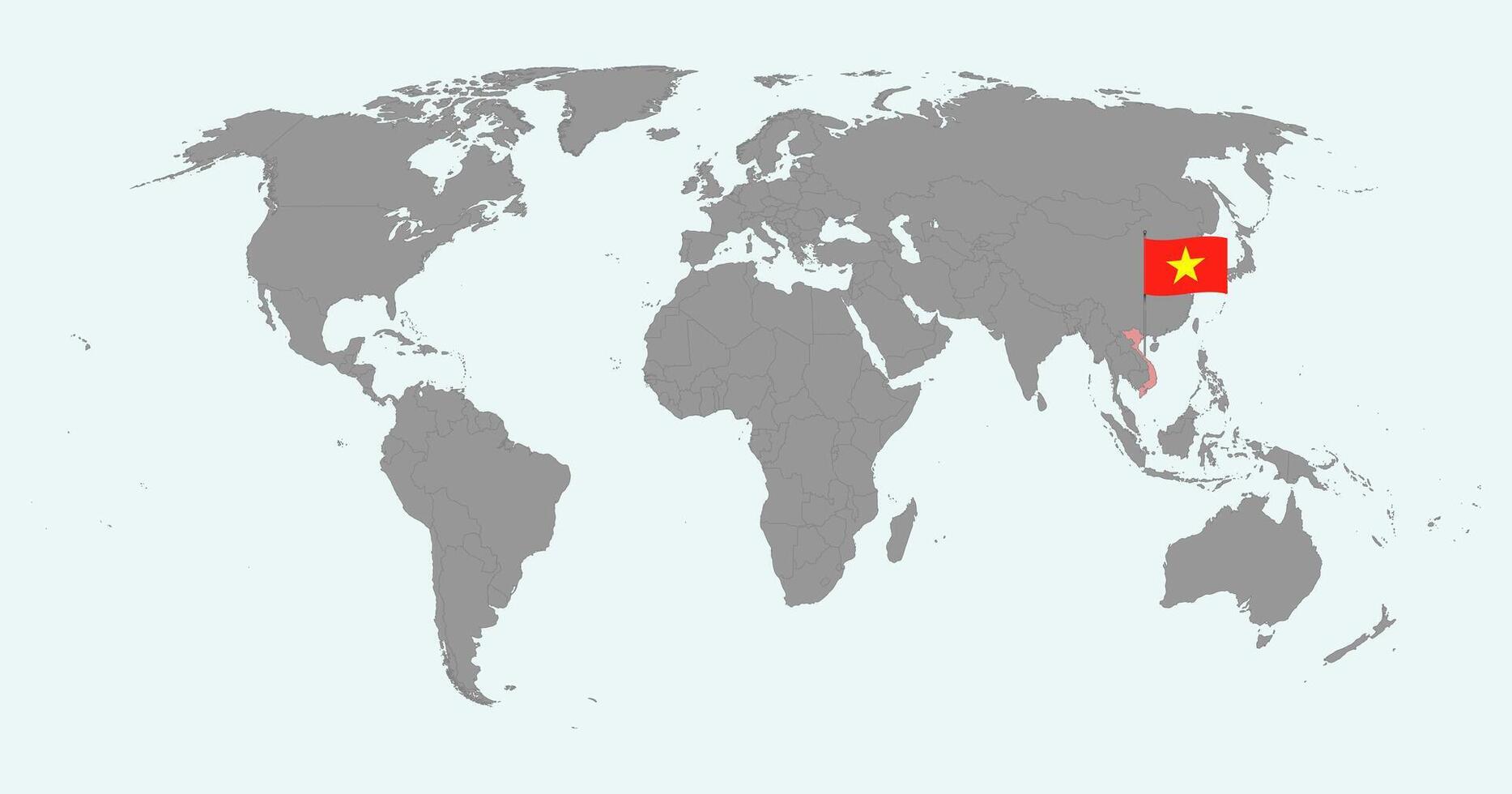 Pin map with Vietnam flag on world map. illustration. vector