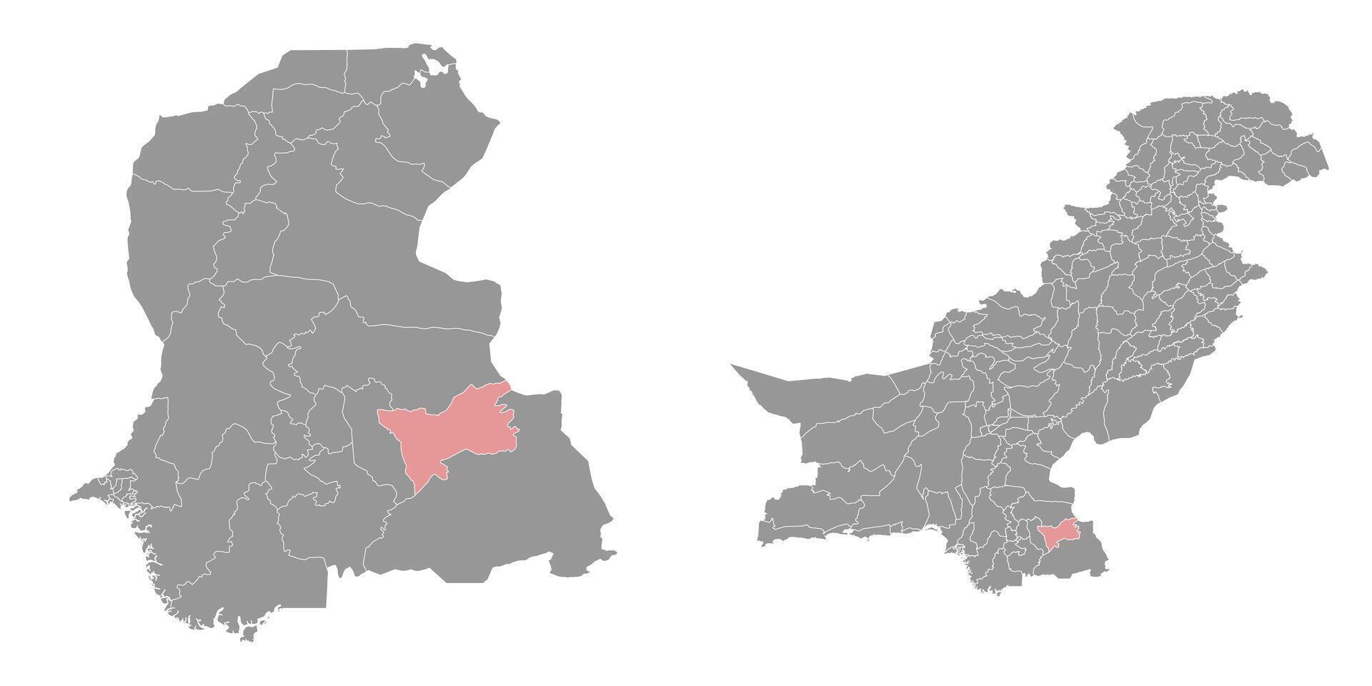 Umerkot district map, administrative division of Pakistan. illustration. vector