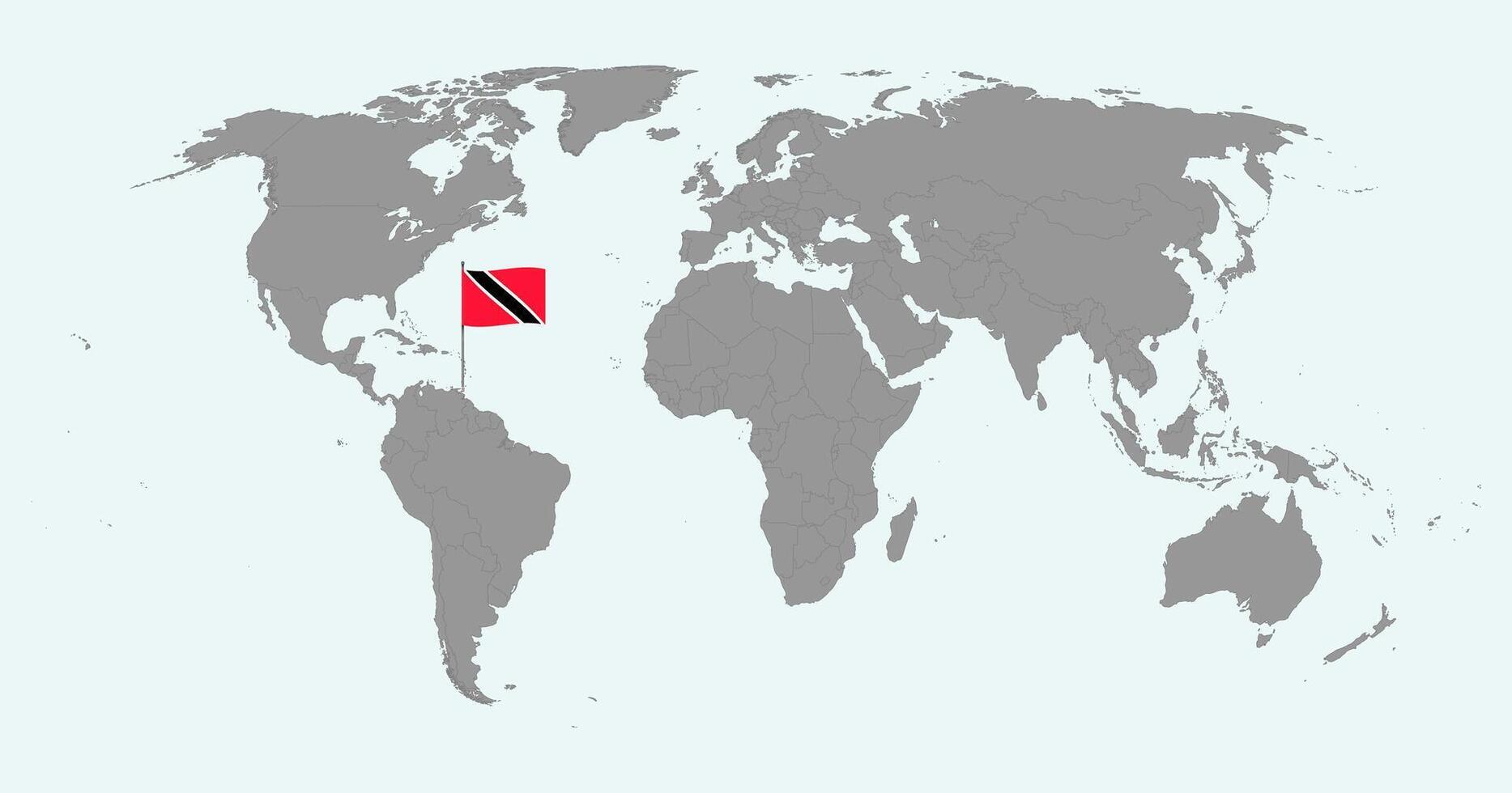 Pin map with Trinidad and Tobago flag on world map. illustration. vector