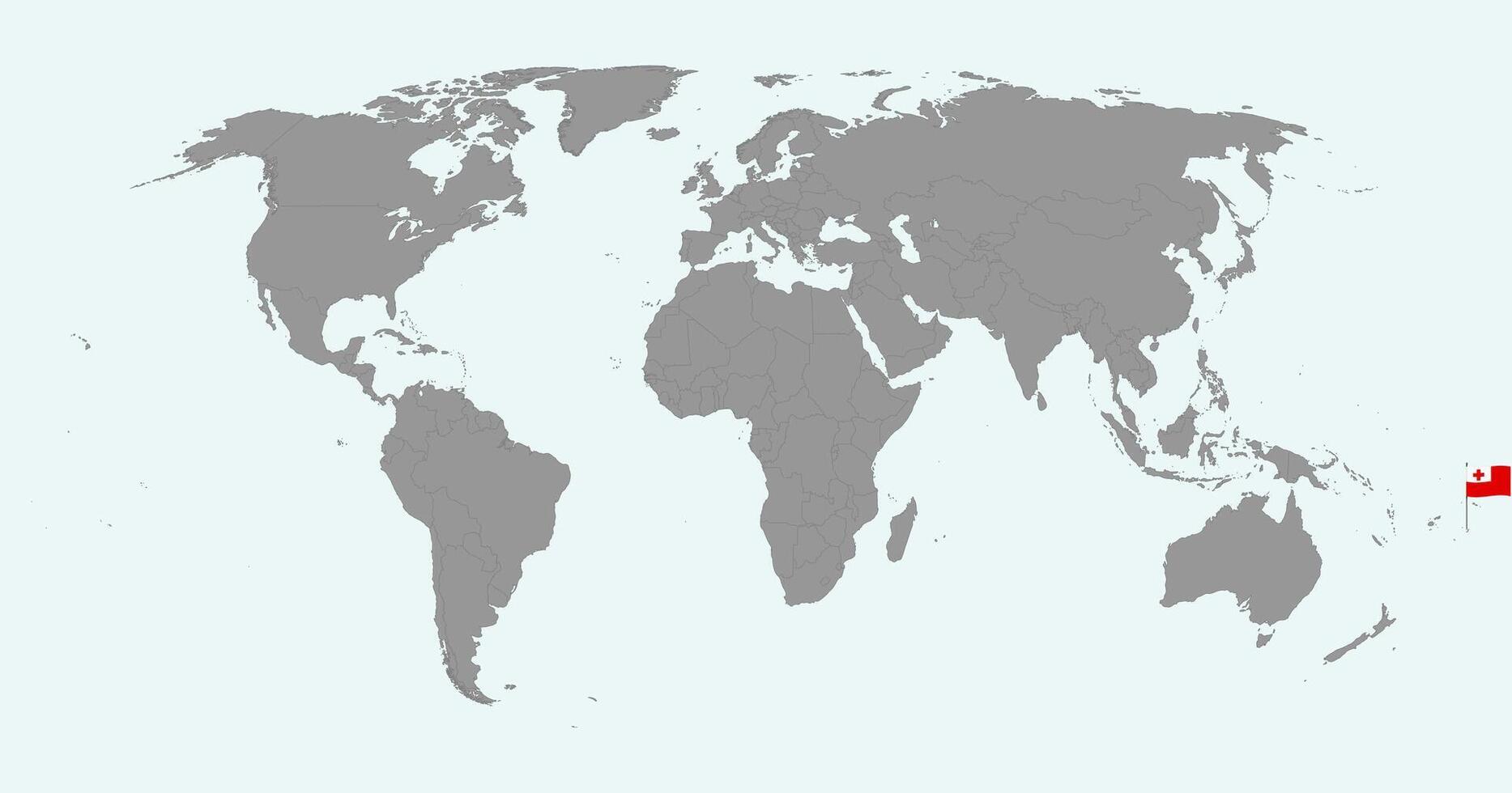 Pin map with Tonga flag on world map. illustration. vector