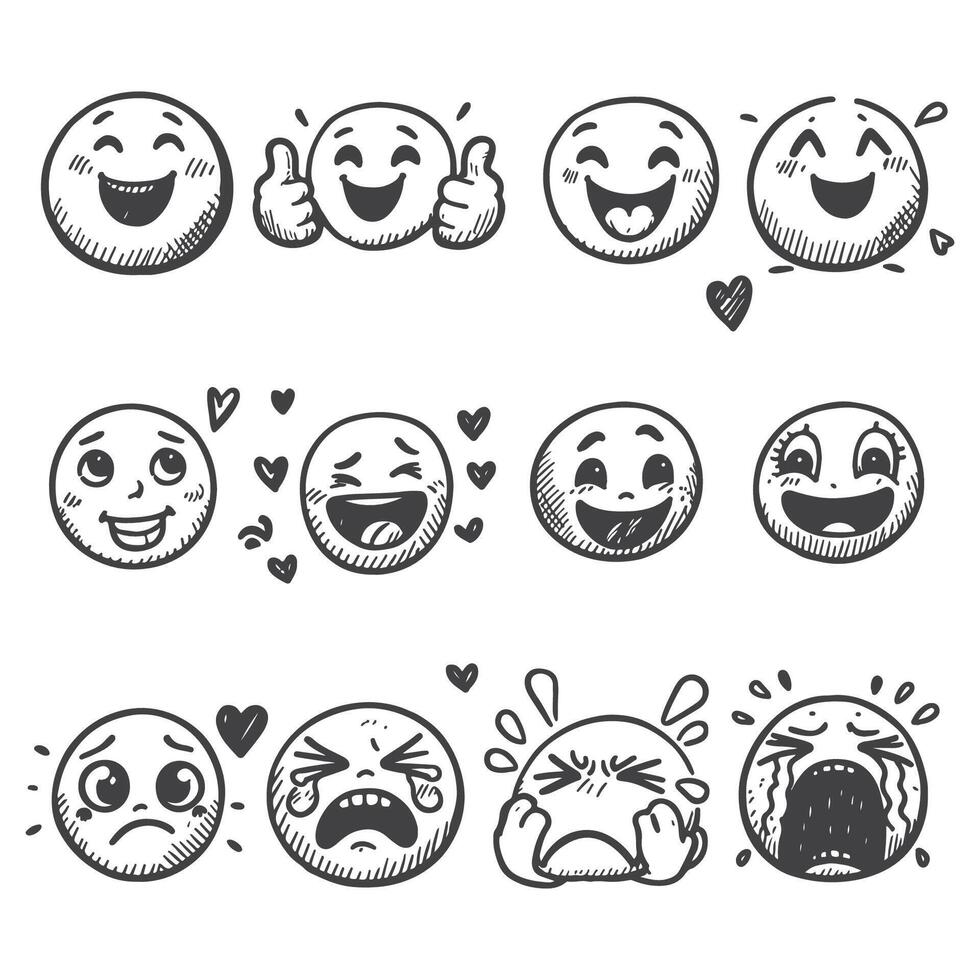 Emoji Set Simple and Expressive Face Icons vector