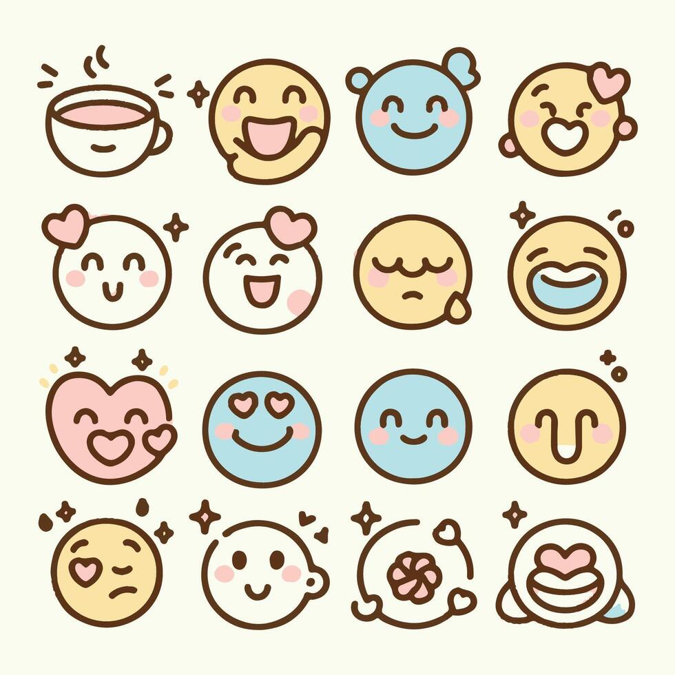 Cheerful Emoticons Collection vector