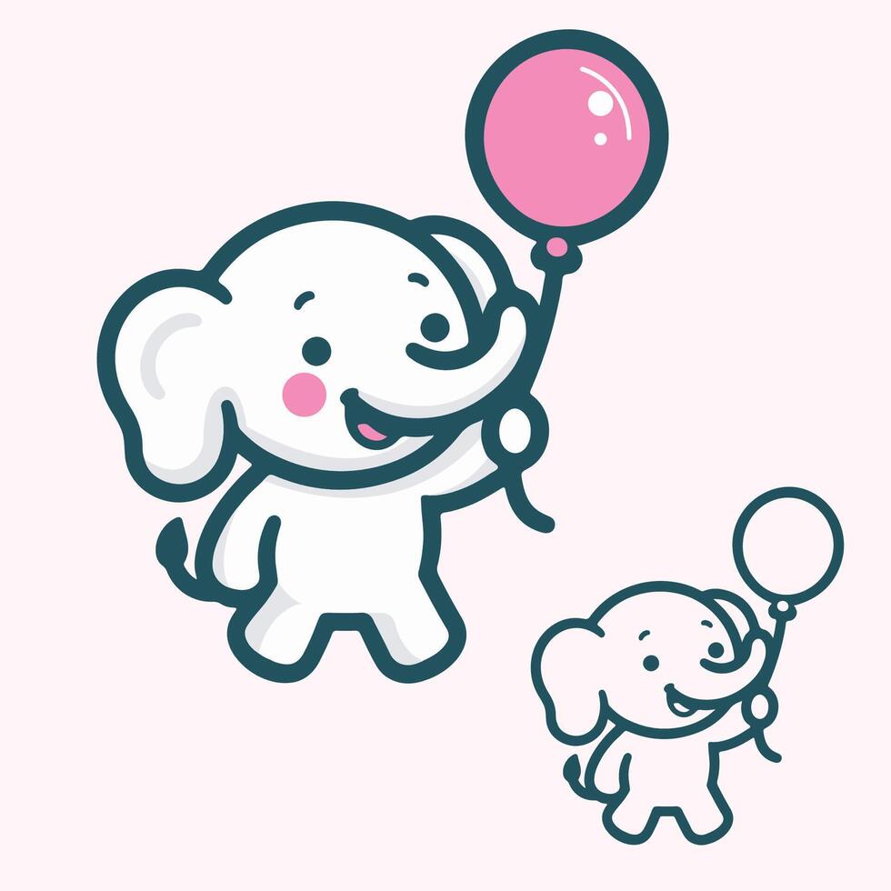 Joyful Elephants with Balloons vector